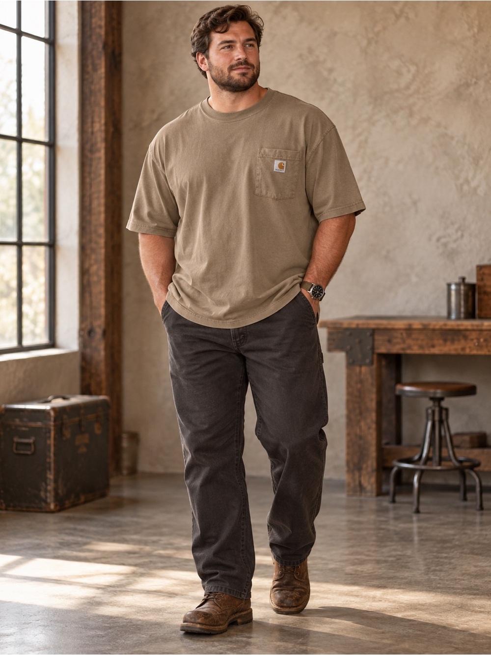 Carhartt Men’s 2XL Brown Loose Fit Heavyweight Pocket T-Shirt
